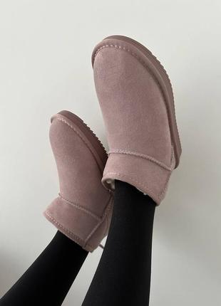 Женские угги розовые ugg ultra mini pink suede7 фото