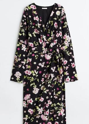 Нове квіткове плаття демісезон h&amp;m плаття міді на запах віскоза принт квіти6 фото