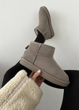 Женские угги ugg ultra mini light grey suede