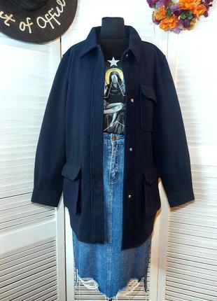 Темно синяя демисезонная карго рубашка пальто оверсайз от  f&f в размере л/xl↪️ uk 16-18 eur 44-463 фото