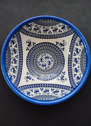Вінтажна глибока керамічна тарілка миска ручної роботи, марокко3 фото