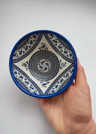 Вінтажна глибока керамічна тарілка миска ручної роботи, марокко9 фото