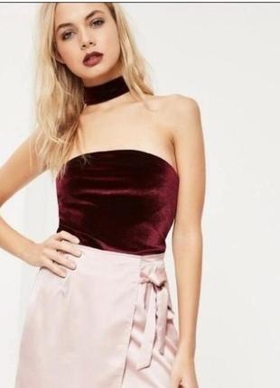 Бархатный боди комбидрес missguided
