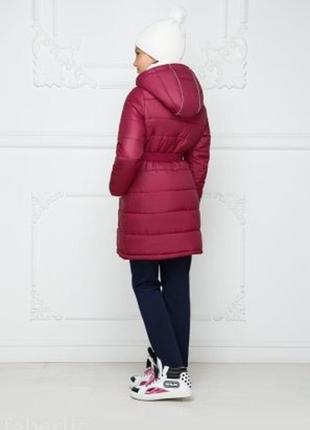 Утепленное стеганое пальто для девочки, цвет малиновый 98 р9 фото