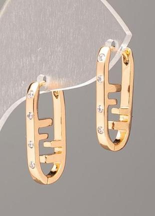 Серьги xuping позолота 18к с белыми стразами d-21х11мм+-