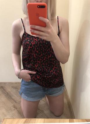 Майка-топ в білизняному стилі влеопардовый принт papaya