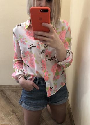 Рубашка блуза в цветочный принт