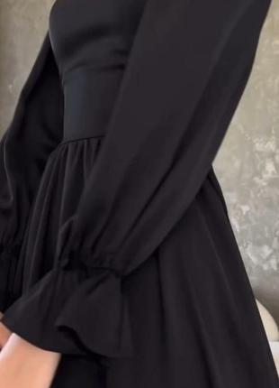 Шовкова сукня міді з зав’язками в корсетному стилі🖤3 фото