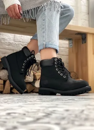 Ботинки термо timberland 6 inch premium black, чоботи