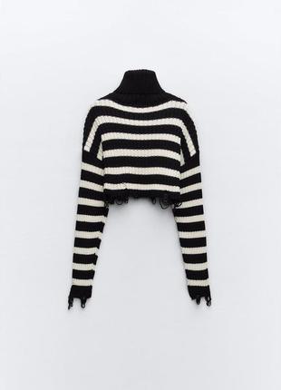 Полосатый трикотажный укороченый свитер5 фото