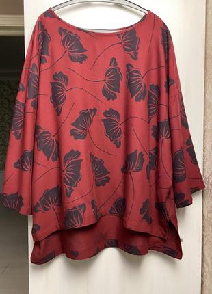 Блуза туника рукава кимоно, натуральная ткань, батал