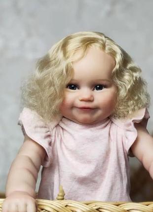 Реалістична лялька реборн (reborn) дівчинка з довгим волоссям, як жива справжня дитина, пупс з м'яким тілом8 фото