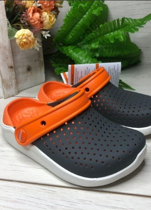 Кроксы сrocs детские literide clog charcoal white