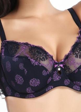 Бюстгальтер мереживний напівпоролон на чашку d lanny mode 12491, фіолетовий 90d