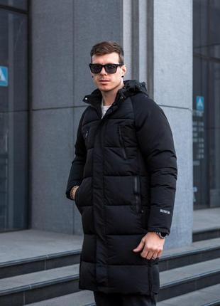 Куртка зимняя bihor длинная мужская , черный,4xl, 56
