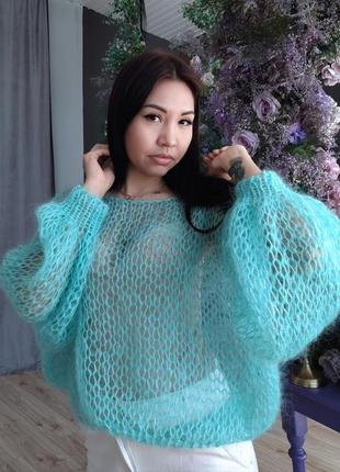 Свитер паутинка, свитер из мохера 3