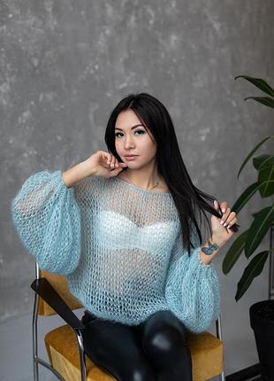 Свитер паутинка, свитер оверсайз из мохера 3