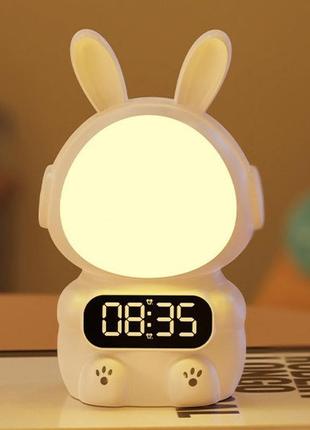 Ночник часы будильник с таймером кролик rabbit clock для детей на аккумуляторе