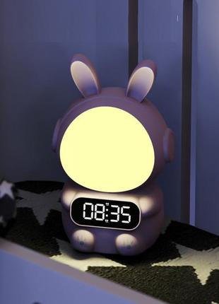 Ночник часы будильник с таймером кролик rabbit clock для детей на аккумуляторе8 фото