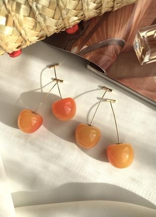 Серьги вишечки черешечки желтые