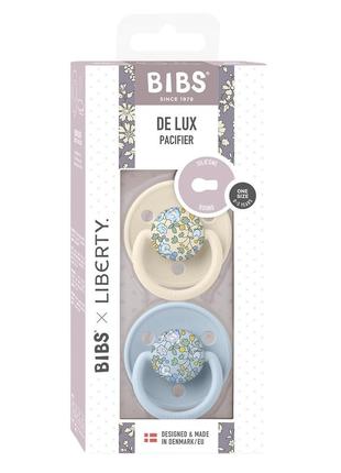 Пустушка bibs x liberty de lux silicone round (кругла) onesize — eloise baby blue / ivory mix (2 шт.) 0-36 мліс.