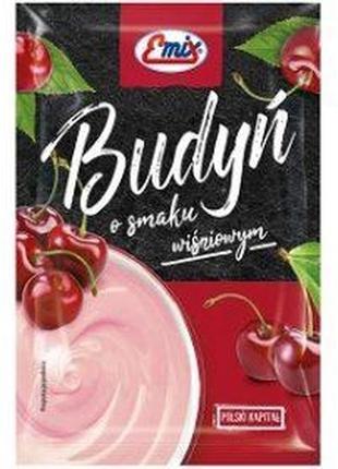 Пудинг з вишневим смаком без цукру в пакетику budyn emix, 40 г, польща, швидкого приготування