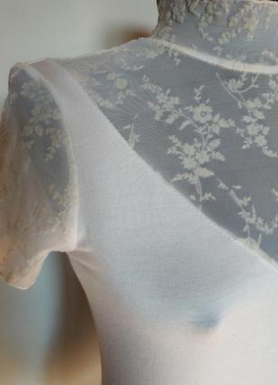 Блузка с коротким рукавом и гипюром для девушки  violana размер с - виолана bella3 фото