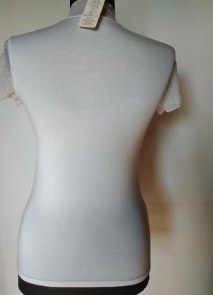 Блузка с коротким рукавом и гипюром для девушки  violana размер с - виолана bella6 фото