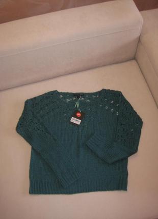 Кофточка ажурна, кольору смарагд