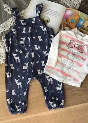 Вельветовий комбінезон на підкладці на дівчинку 9-12 міс