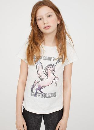 Стильная футболка с пегасом на девочек 8 - 10 лет, h&m3 фото