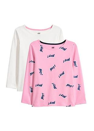 Комплект базовых лонгсливов, реглан на девочек, h&m