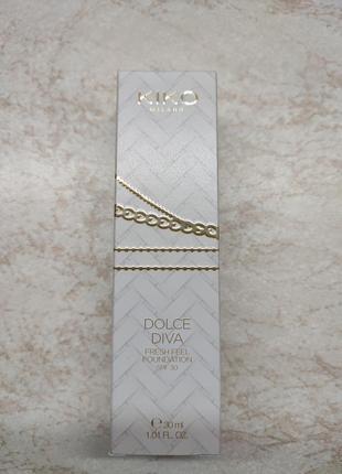 Волостойкая тональная основа kiko milano dolce milano dolce milano dolce diva fresh feel foundation spf 30
