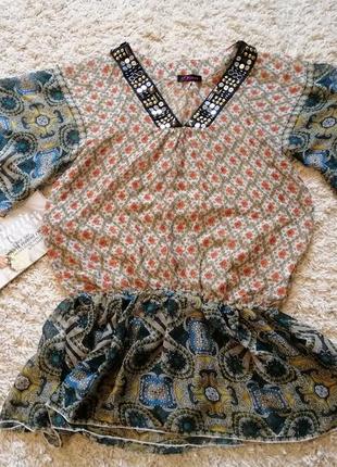 Шифоновая блуза-туника с украшением, размер 46-48.7 фото