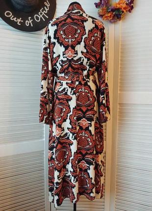 Коричневое миди длиное платье в цветочный принт от f&f 100% вискоза7 фото