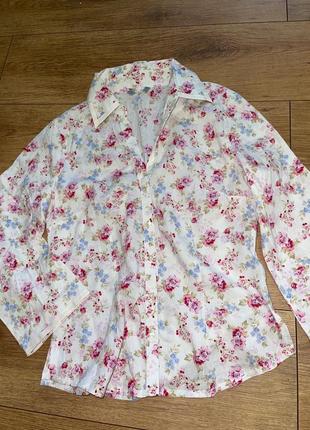 Рубашка блуза в цветочный принт блузка