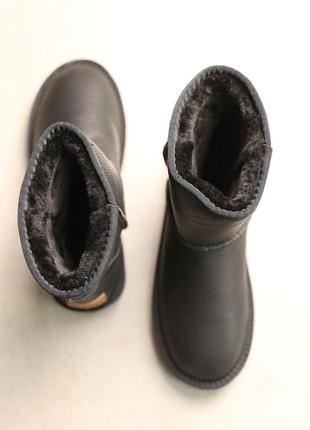 Стильові чорні жіночі зимові високі угги з хутром шкіряні/натуральна шкіра-жіноче взуття на зиму7 фото
