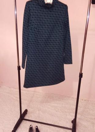 Плаття трапеція з геометричним принтом тепле № 40