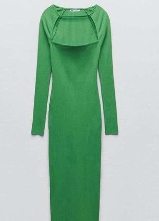 Новое зеленое платье-карандаш миди от zara3 фото