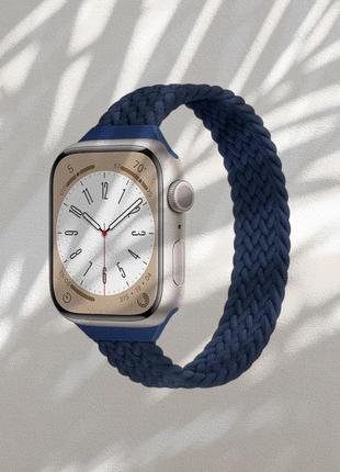 Ремешок для смарт-часов apple watch плетенный нейлоновый blue 38mm / 40mm / 41mm размер m (145 mm)