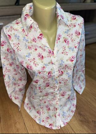 Роскошная блуза рубашка в цветочный принт рубашка