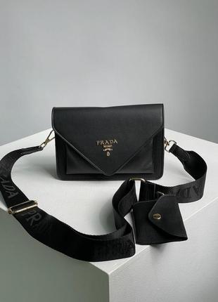 Женская сумка prada envelope saffiano mini black3 фото