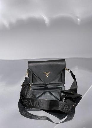Женская сумка prada envelope saffiano mini black6 фото
