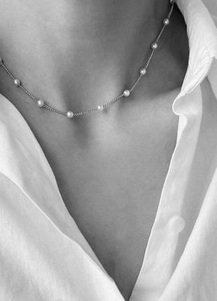 Чокер с бусинами жемчужинки колье ожерелье купить чокер с жемчужинами