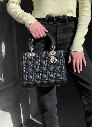 Жіноча сумка christian dior d-lite big black leather