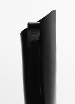Трендовые черные кожаные высокие сапоги ботинки в жокейском стиле massimo dutti3 фото