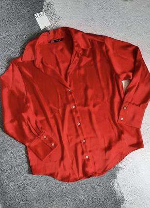 Сатиновая блуза zara размер 40 (l) 87412366012 фото