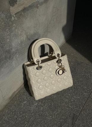 Женская сумка christian dior d-lite big cream leather6 фото