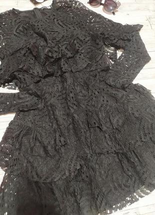Шикарное нарядное чёрное кружевное платье boohoo4 фото