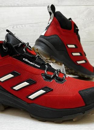 Спортивные кожаные ботинки, зимние кроссовки термо, adidas clima gore-tex red